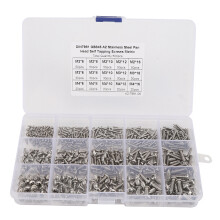 Assorted Screw Sizes Mini Metric Self Tapping Screws Kit Stainless Steel Phillips Pan Head Corrosion Resistant Sharpened Point Fasteners Plastic