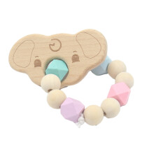 Ensemble de jouets de dentition en bois de hêtre, collection d'anneaux en bois bio pour un soulagement doux des gencives, design attrayant pour