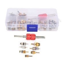 Durable Automotive A/C Valve Stem Cores Oil Resistant Corrosion Resistant Car Air Conditioning Repair Kit With AC Removal Tool Efficient Practical