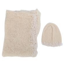 Graziosi cappellini a balze in maglia per neonate, costume per neonate lavorato a mano in maglia, include fascia, materiale morbido e traspirante,