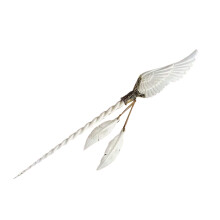 DIY Crafts Inspired Hairpin with Bilateral Natural Goose Feather Resin and Silver Lightweight Elegant Accessory for Holiday Decorations Bridal