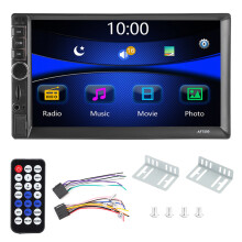 Autoradio double DIN avec écran tactile Mirror Link, Bluetooth, lecteur MP5 multimédia, appels mains libres, radio FM/AM avec RDS et sauvegarde.