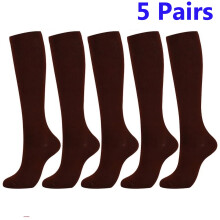 5PCS Sport Compression Socks Men & Women, 20-30 mmHg Graduated Knee High Stocking for Running Marathon, BasketballCoffee/L/XL