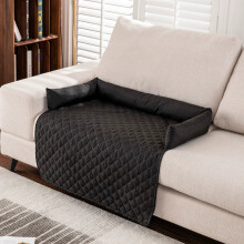 Extra groot hondenbed (76 x 76 cm) – Zachte, duurzame, wasbare en afneembare hoes voor naast de bank of het bed – Zwart
