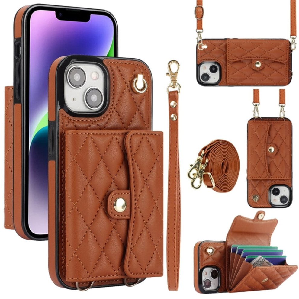 Rfid-Blocking Magnetic Flip Wallet Case For Iphone 15 Brown 941196986573