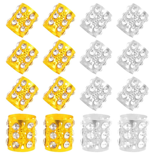 20 perles strass pour dreadlocks – Alliage or et argent 1