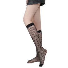 Knee High Stockings, Fishnet Stockings for Women, Sheer Stockings, Black Lace Hollow Mesh Socks, Long Socks for Women, L One Size