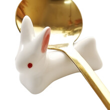 Spoon Rest Bunny Shape Ceramic Spoon Holder Cute Cutlery Rest for Fork Flatware Pen Dining Table Home Desktop Kitchen Restaurant Hotel