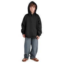 AWZXDE Boys Pullover Hoodie Thick Warm Washed Round Neck Long Sleeve Casual Sportswear With Side Pockets Boys Pullover Sweater Black,11-12 Years