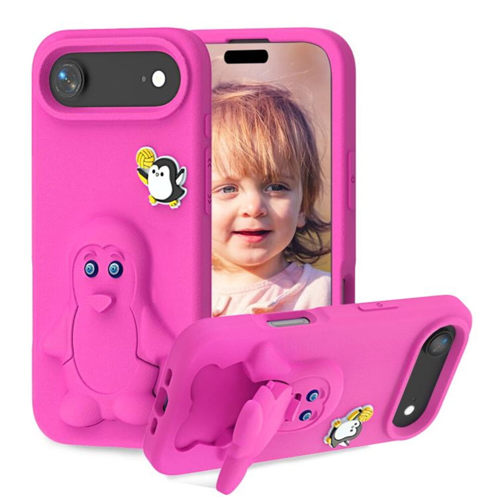 Cartoon Penguin Baby Stand Eva Phone Case, Rose Â Compatible With Iphone Air Red 9152228512894
