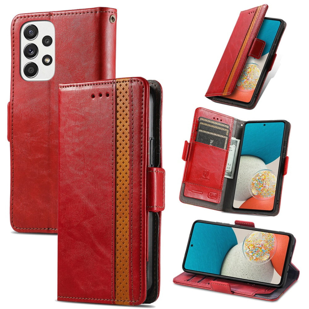 Samsung Galaxy A73 5G Leather Wallet Case Red 9130661384995