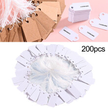 200Pcs White Paper Labeling Tags with Rope Smooth Writing Writable Labels Gifts Products Paper Hanging Lace Price Tags