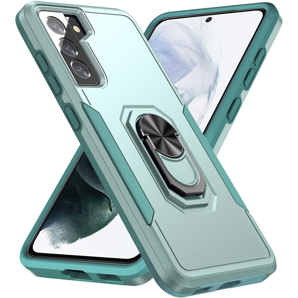 Rugged Military-Grade Phone Case With Ring Holder For Samsung Galaxy S21 Fe 5G Â Shockproof, Durable, Black & Green Green,Black 9418476673993