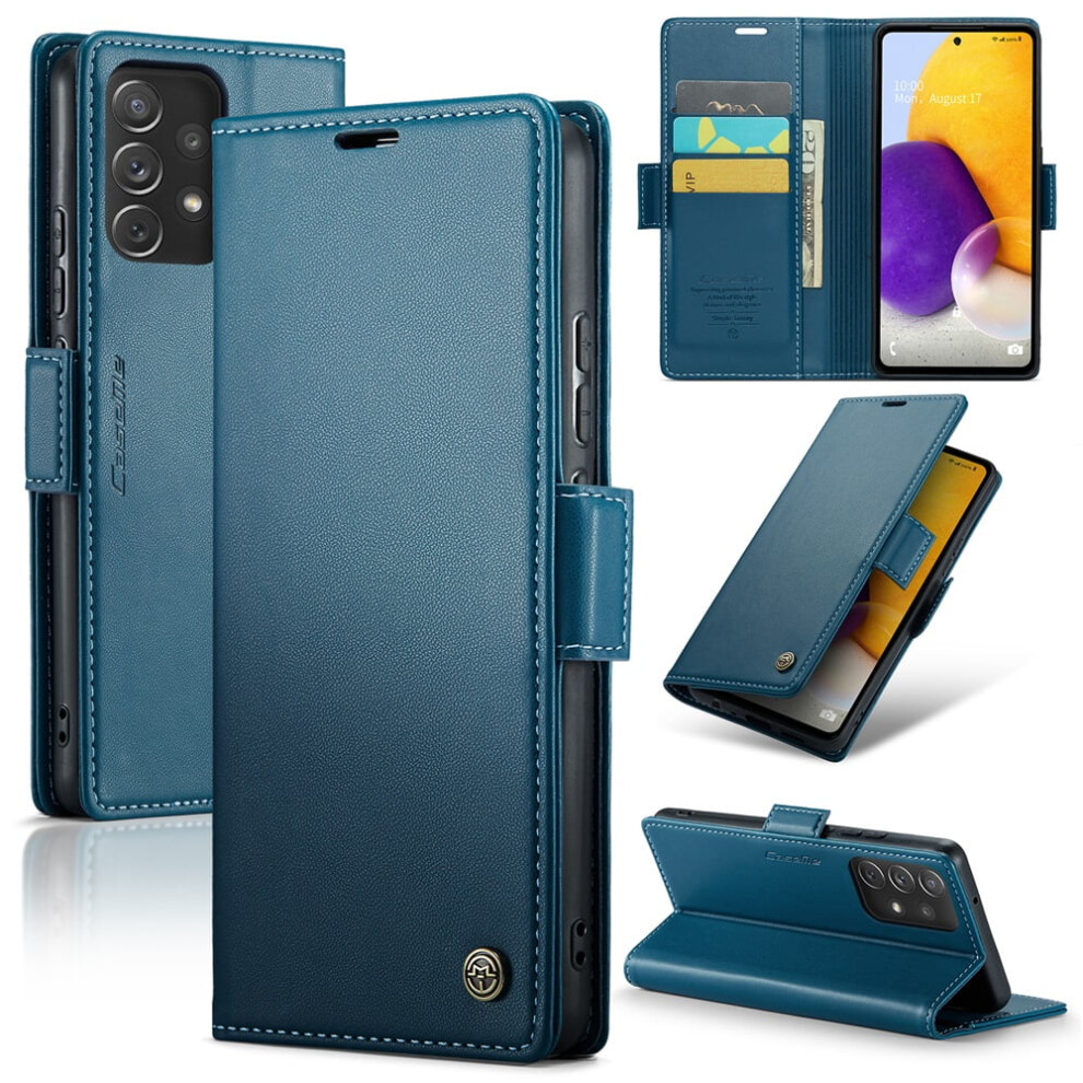 Caseme Leather Wallet Case For Compatible With Samsung Galaxy A72 Â Rfid Blocking, Magnetic Clasp, Kickstand, Blue 9558633022025