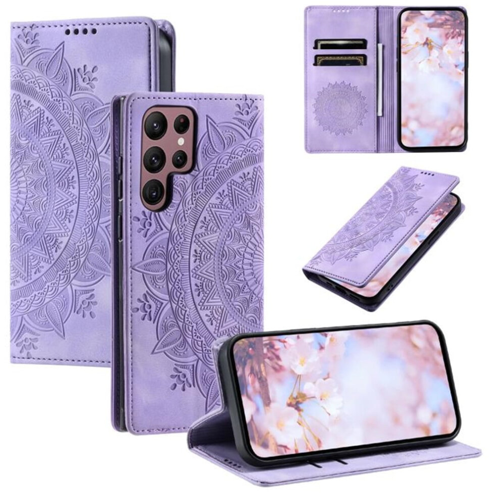 Pu Leather Flip Wallet Case With Magnetic Closure & Card Slots, Compatible With Samsung Galaxy S25 Ultra 5G 6.9" Purple 9418476673962