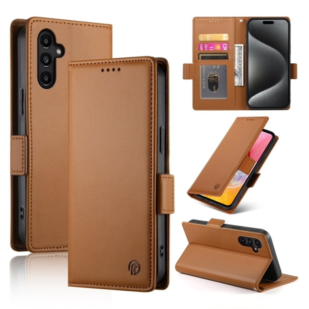 Samsung Galaxy A34 5G Wallet Case Â Pu Leather Flip Cover With Magnetic Closure & Card Holder, Brown 9485826614371