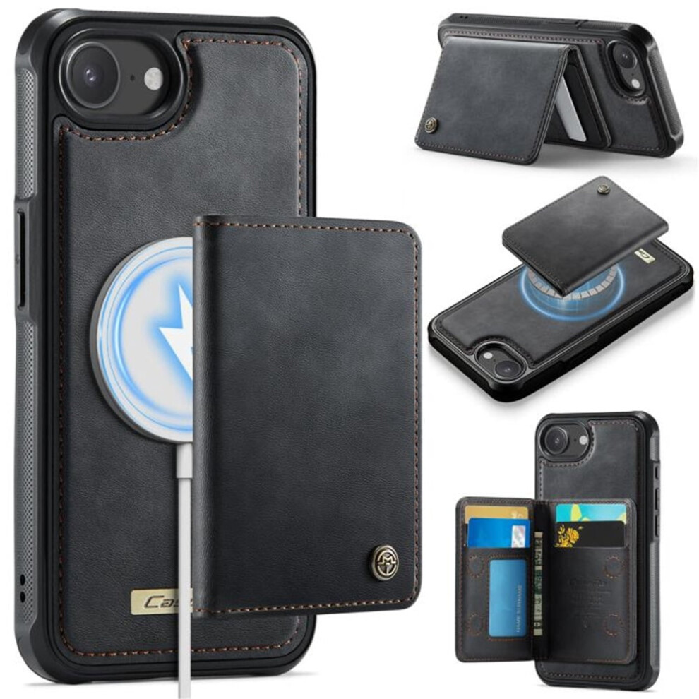 Rfid-Blocking 2-In-1 Magsafe Wallet Case For Iphone 16E Â Pu Leather, Kickstand, Magnetic, Black 9558633021912