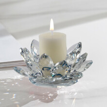 under $5 Crystal Lotus Flower Tealight Candle Holders, Glass Tea Light Candlestick Candle Stand Decor Decoration for Christmas Home Wedding Party