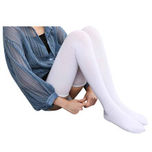 Fleece-Lined Thigh-High Tights for Women – Solid White, One Size, Compatible with Cold Weather