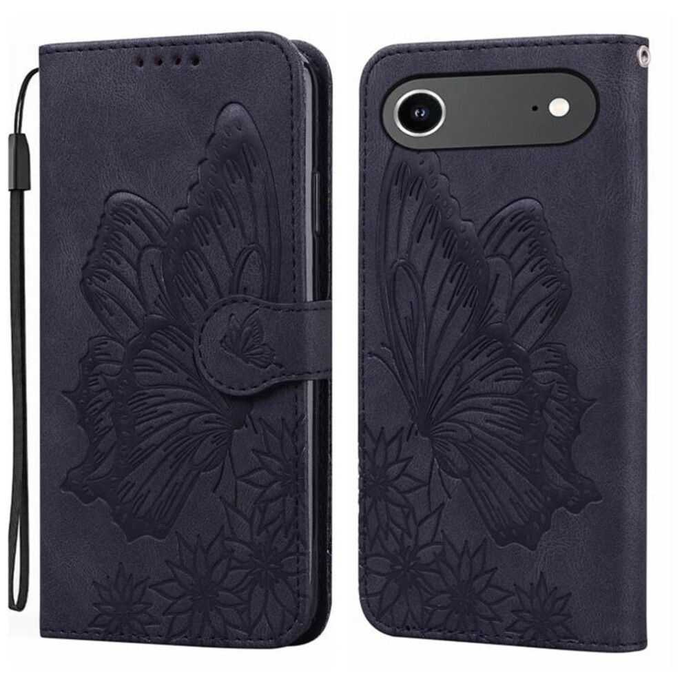 Iphone Air 6.5" Pu Leather Flip Wallet Case With Strong Magnetic Closure, Butterfly Emboss, Card Slots, Â Compatible With Iphone Air Black 9485826612759