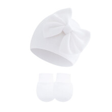 Newborn Baby Girl Hats and Mittens Set Cotton Bow Beanie Preemie Hats Infant Caps for Baby Girls