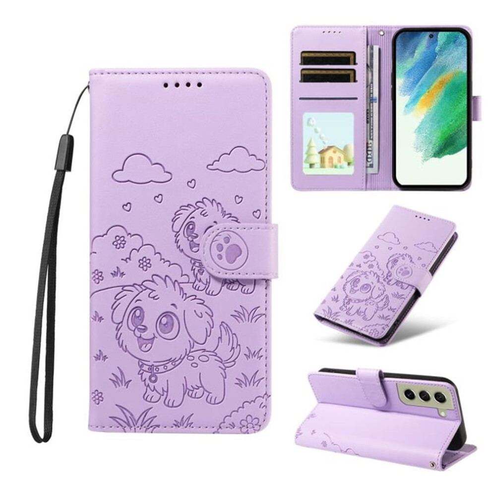 Leather Flip Case For Samsung Galaxy S21 Fe 5G Â Rfid Wallet, Magnetic Clasp, Lanyard & Stand Purple 9485826613206