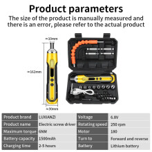 Cordless Electric Screwdriver 6.8V USB Rechargeable for Household Use with Magnetic Bits