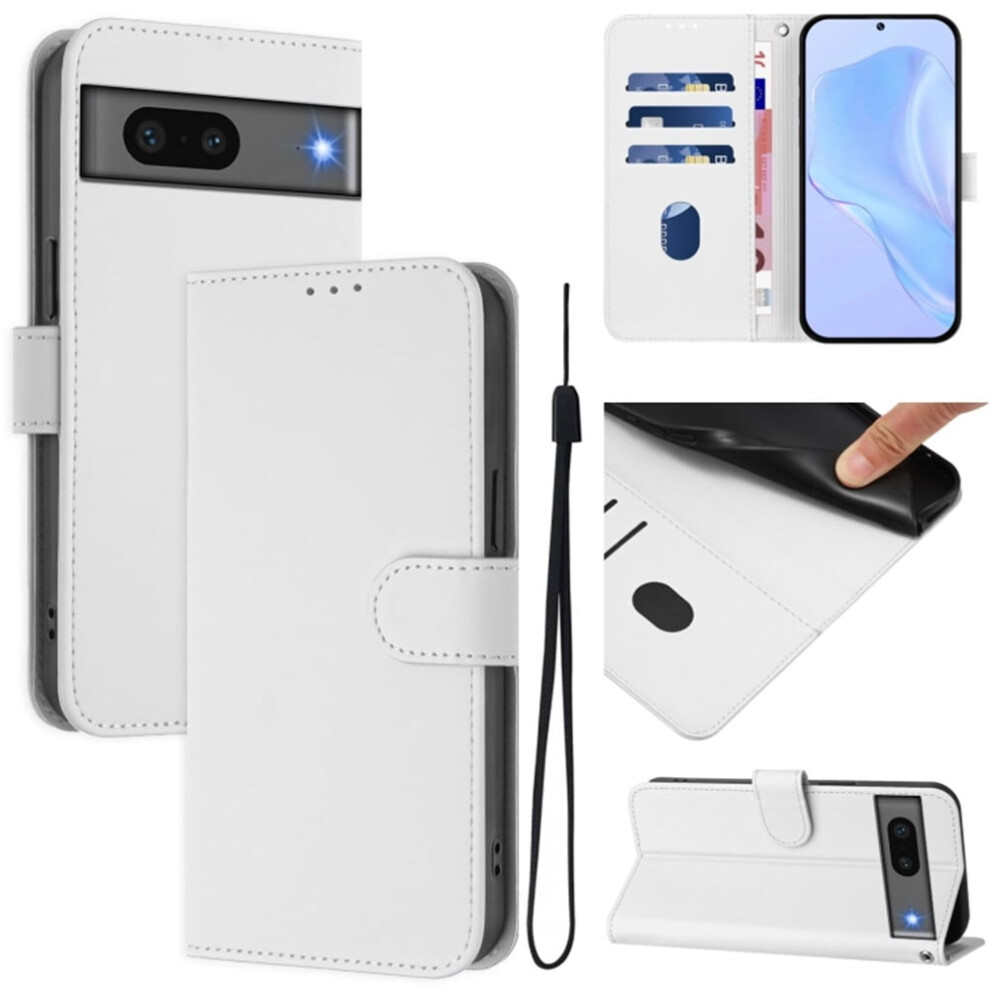 Wallet Case Compatible With Google Pixel 7 Â Pu Leather Magnetic Flip Folio, 3-Card Slot & Wrist Strap, White 9485826613343