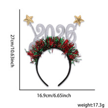 2026 New Year's Eve Party Headband – Star & Tinsel Embellished Festive Hairband, White, 1PC (Compatible with Christmas)