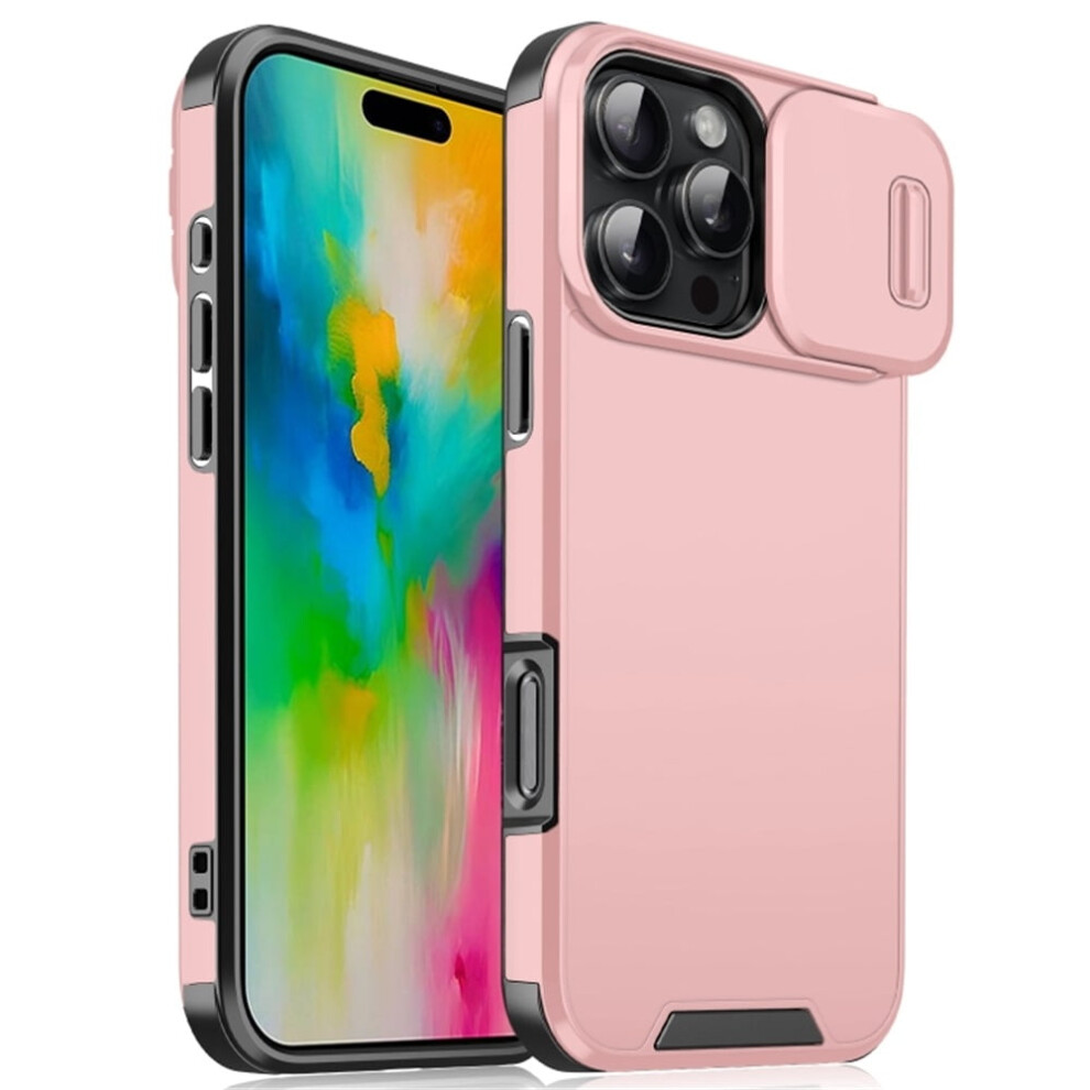 Heavy-Duty Shockproof Case For Iphone 16 Pro 6.1", Compatible With Magsafe & Built-In Slide Camera Cover Pink 9558633024869