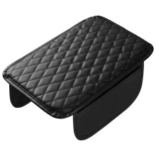 Pretyzoom Black Multi Function Armrest Box Cushion Pad Soft Comfortable Cover for Car Interior