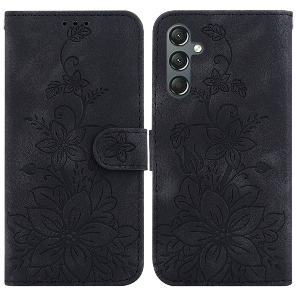 Lily Embossed Pu Leather Flip Wallet Case With Strong Magnetic Closure & Card Slots, – Compatible With Samsung Galaxy S23 Fe 5G 6.4" Black 9152228509528
