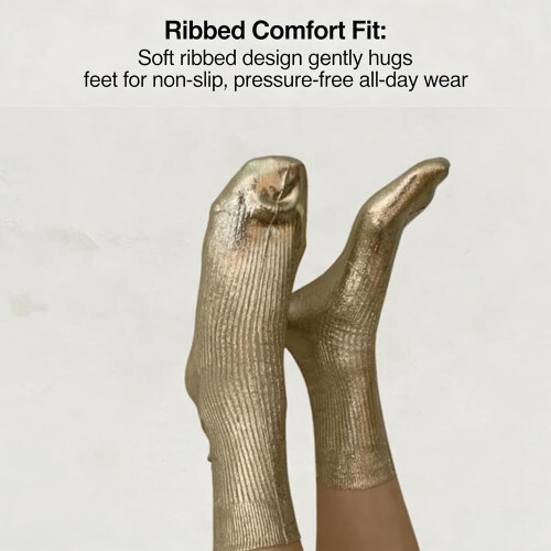 Metallic Silk Ribbed Socks Unisex Laminated 1 Pair 2