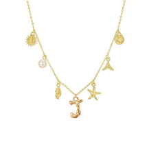 Mehrzweck-Halskette mit Muschelbuchstaben und elegantem Goldanhänger, verstellbar, Boho-Strand-Schmuck für Damen