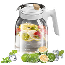 Pichet en verre de 2 L avec couvercle et poignée, résistant à la chaleur pour boissons chaudes/froides, thé glacé, café, lait – Kaki