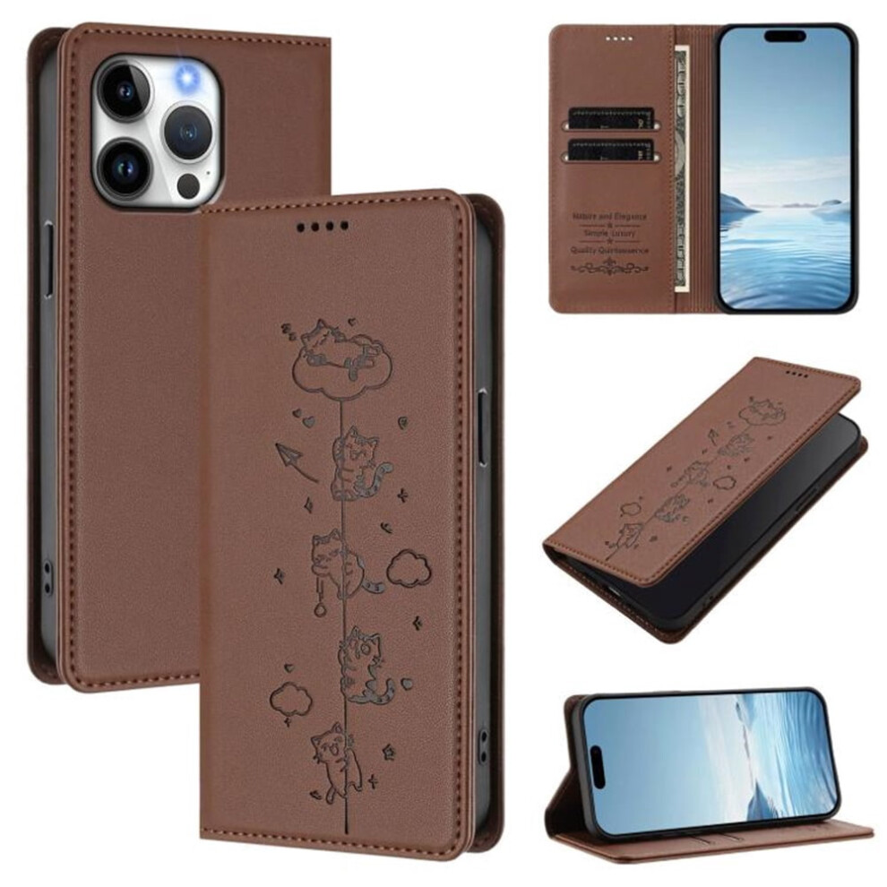 Leather Flip Wallet Case For Iphone 14 Pro With Rfid Brown 9170372636181