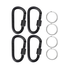 4-pak aluminium D-ring karabinhageclips med nøgleringe