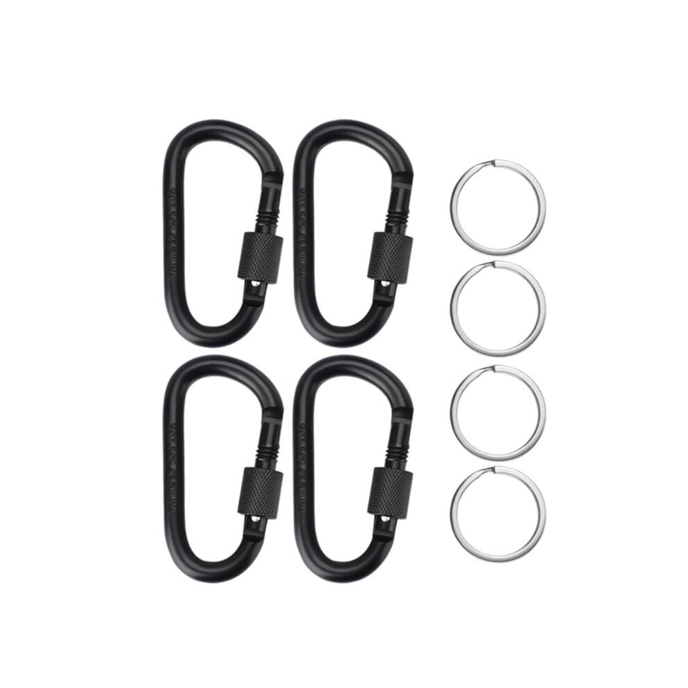 4-Pack Aluminium D-Ring Carabiner Clips With Keyrings 9384370307541