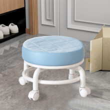 Low Roller Seat PU Leather Rolling Stool with Wheels for Manicure, Mechanic,Home Office, Garage Shop, Blue