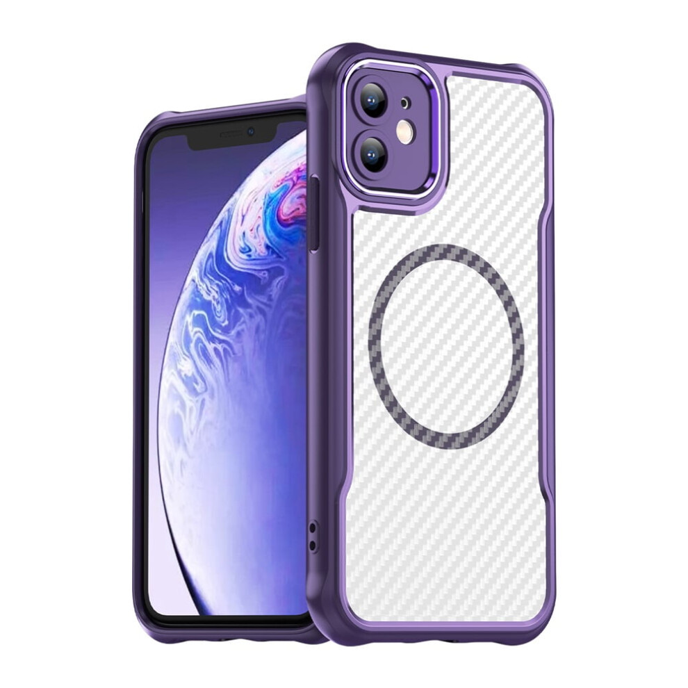 Carbon Fiber Magnetic Iphone 11 Case Magsafe Purple 9170372637461