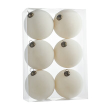 Large Velvet Christmas Ball Ornaments, Vintage Neutral Christmas Ornaments Hanging, Xmas Tree Decorations (White) 3.15Inch, 6Pc