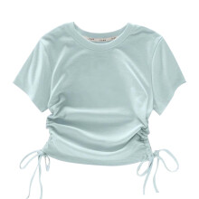 Girls Crop Top Short Sleeve Cropped Girls T Shirts Crewneck Summer Tops Blue 6-7 Years