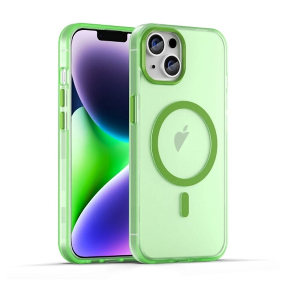 For Compatible With Iphone 14 Magsafe Frosted Translucent Tpu + Pc Full Coverage Phone Case,,For Compatible With Iphone 14 Green 9485826609780