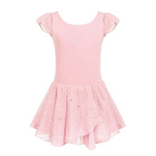 Girls Ballet Leotards Girls Gymnastics Tank Top Leotard Dancewear Leotards Ruffle Short Sleeve Gymnastics Outfits Pink 10-11 Years