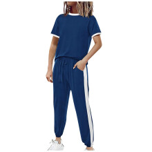Womens 2 Piece Outfits 2025 Summer Tracksuit Sets Short Sleeve Tops Travel Long Pants Jogger Lounge Set