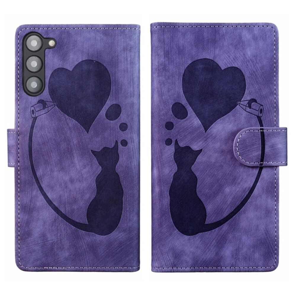 Pu Leather Flip Wallet Case For Samsung Galaxy S23 Purple 9418476971983