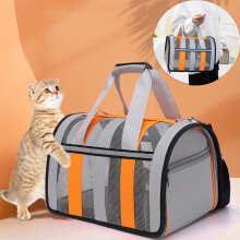 Cat Carrier - Soft Sided Cat Carrier Large for Big Medium Cats and Puppy, Pet Carrier with Safety Zippers, Foldable, Gray