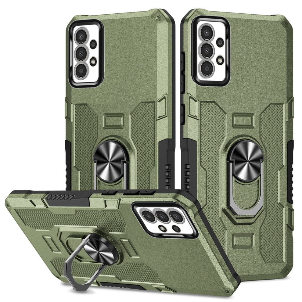 Rugged Defender Case For Samsung Galaxy A13 4G (6.6") Â Anti-Drop, Non-Slip, Ring Holder & Kickstand, Compatible With A13 4G Green 9485826609841