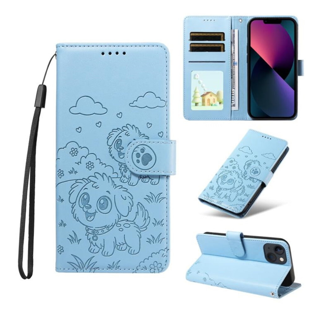 Leather Flip Case For Iphone 14 Plus With Rfid Wallet Blue 9418476972799