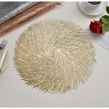 2 pcs Nordic-style round placemats (mats only), silk-textured hollow insulation coasters, compatible with home/hotel tables